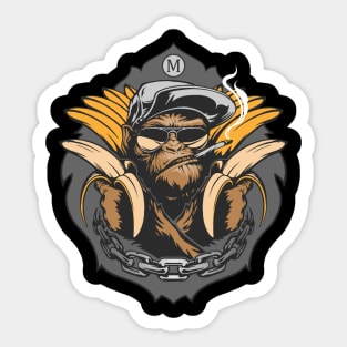 Chimpanzee Banana Gun Sticker